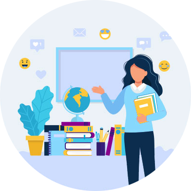 Illustration of a teacher in a classroom